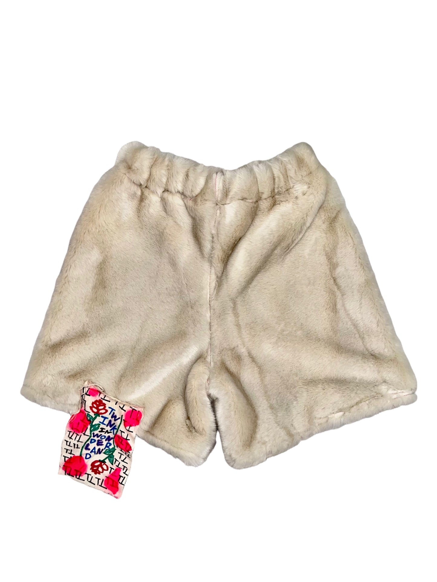 LUXURY FAUX FUR WHITE FOX FUR SHORTS